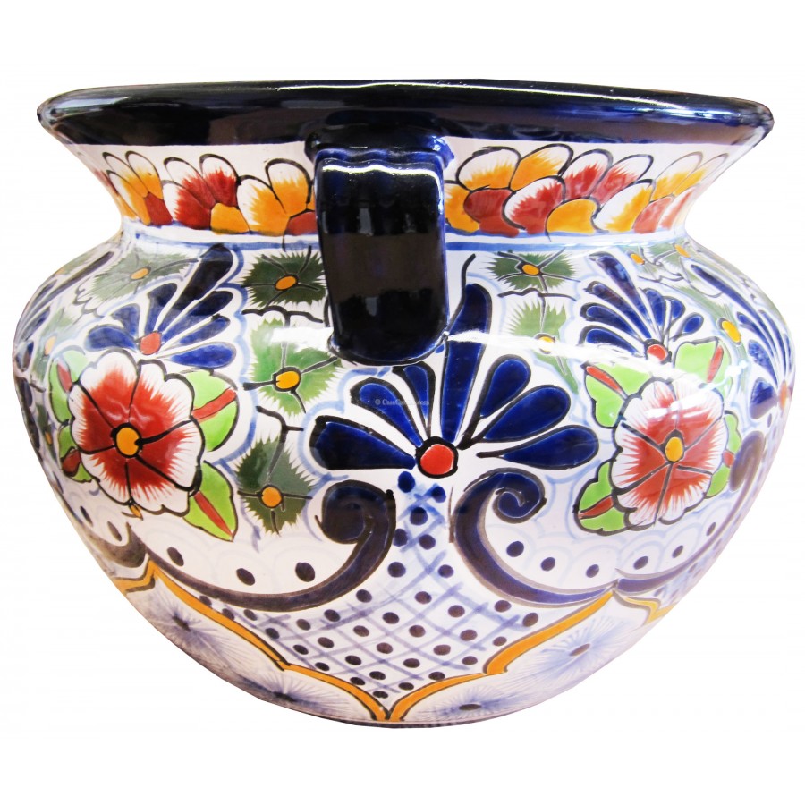 VASO #28 Talavera Planter H-11 W-11 Authentic Mexican Pottery Hand Painted