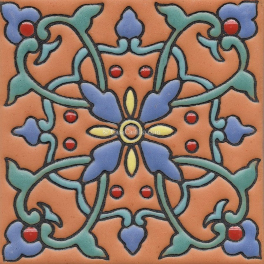 Mexican Tiles High Relief Ceramic Cuerda Seca Malibu Santa Barbara Tiles CS-27 