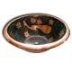 Hand Painted Copper Sink Round Peacock