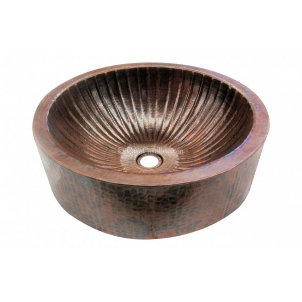 Copper Vessel Sink Round Grooves